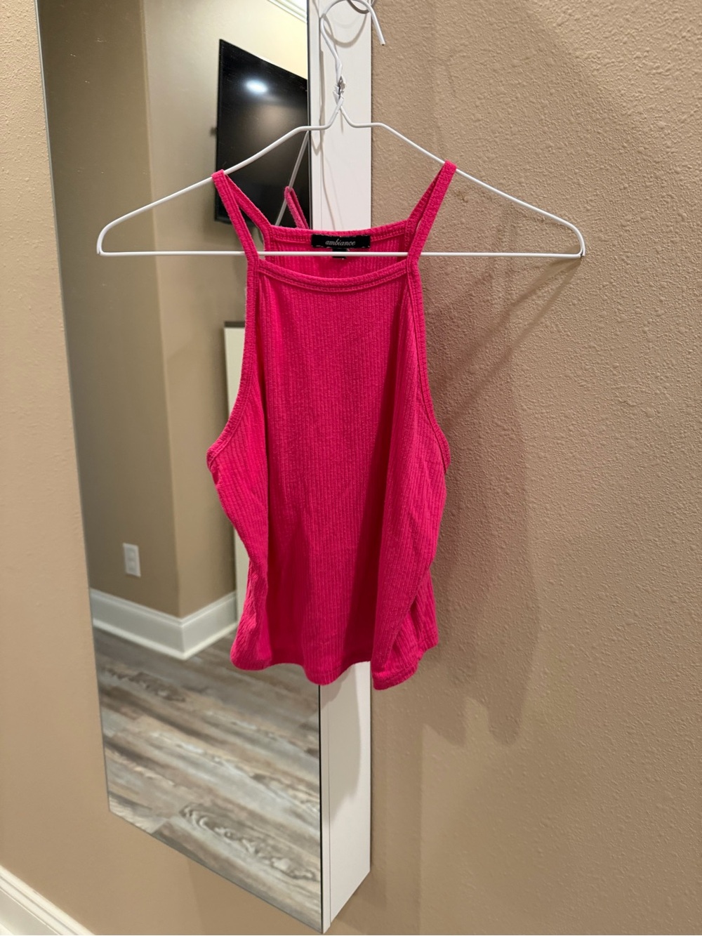 Ambiance Hot Pink Ribbed Tank Top